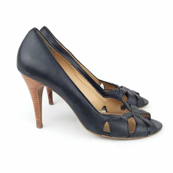 Nordstrom BP Daniella Black Peep Toe Cut Out Heels - Picture 2 of 6